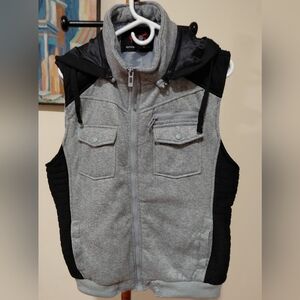 Yoki Gray and Black Hooded Vest Large